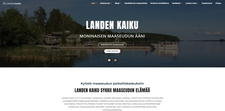 Valokuvassa kuvakaappaus verkkosivuilta, kuvassa niemi järvellä.
